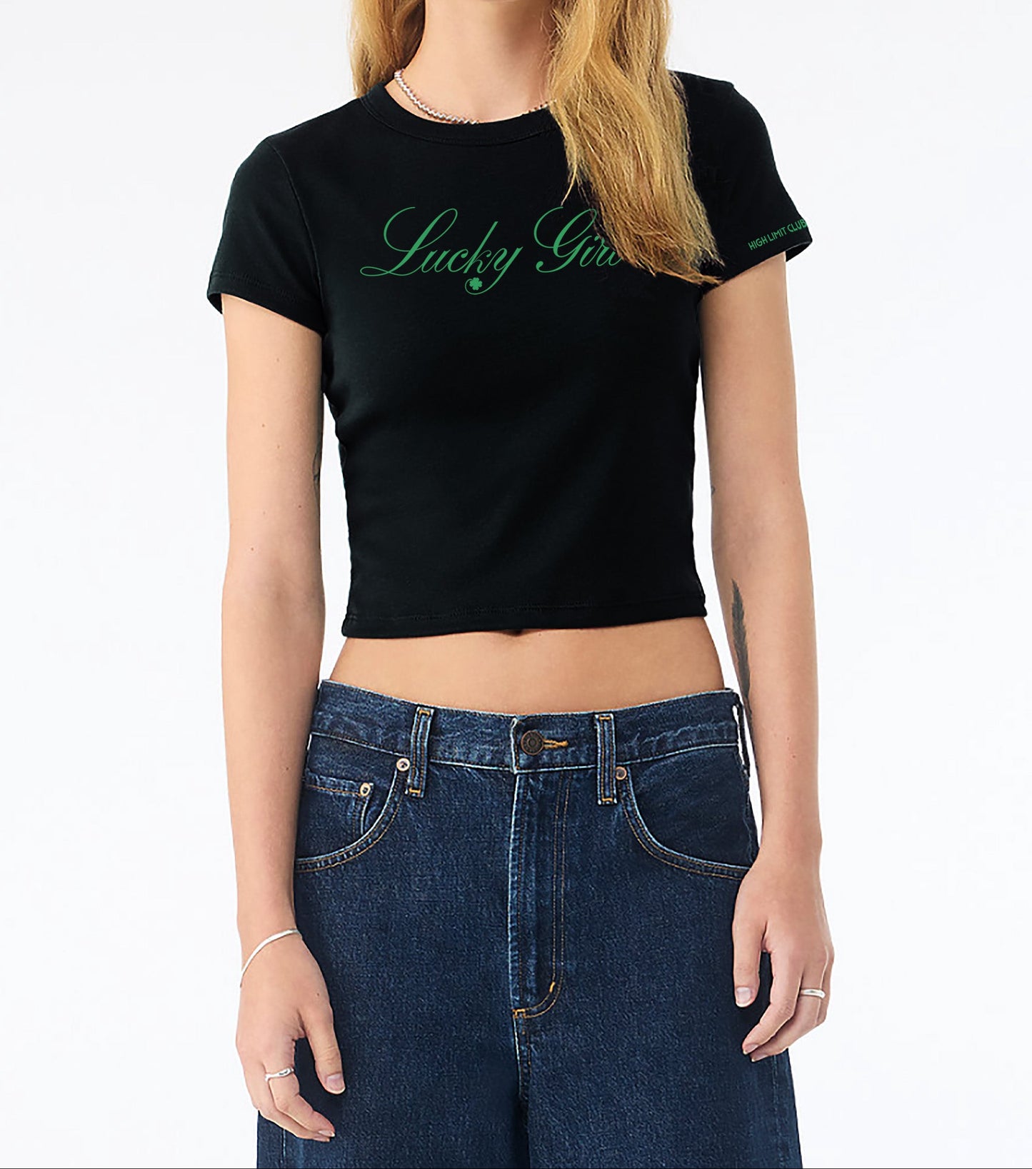 High Limit Club, Lucky Girl Script, Women’s Micro Rib Baby Tee