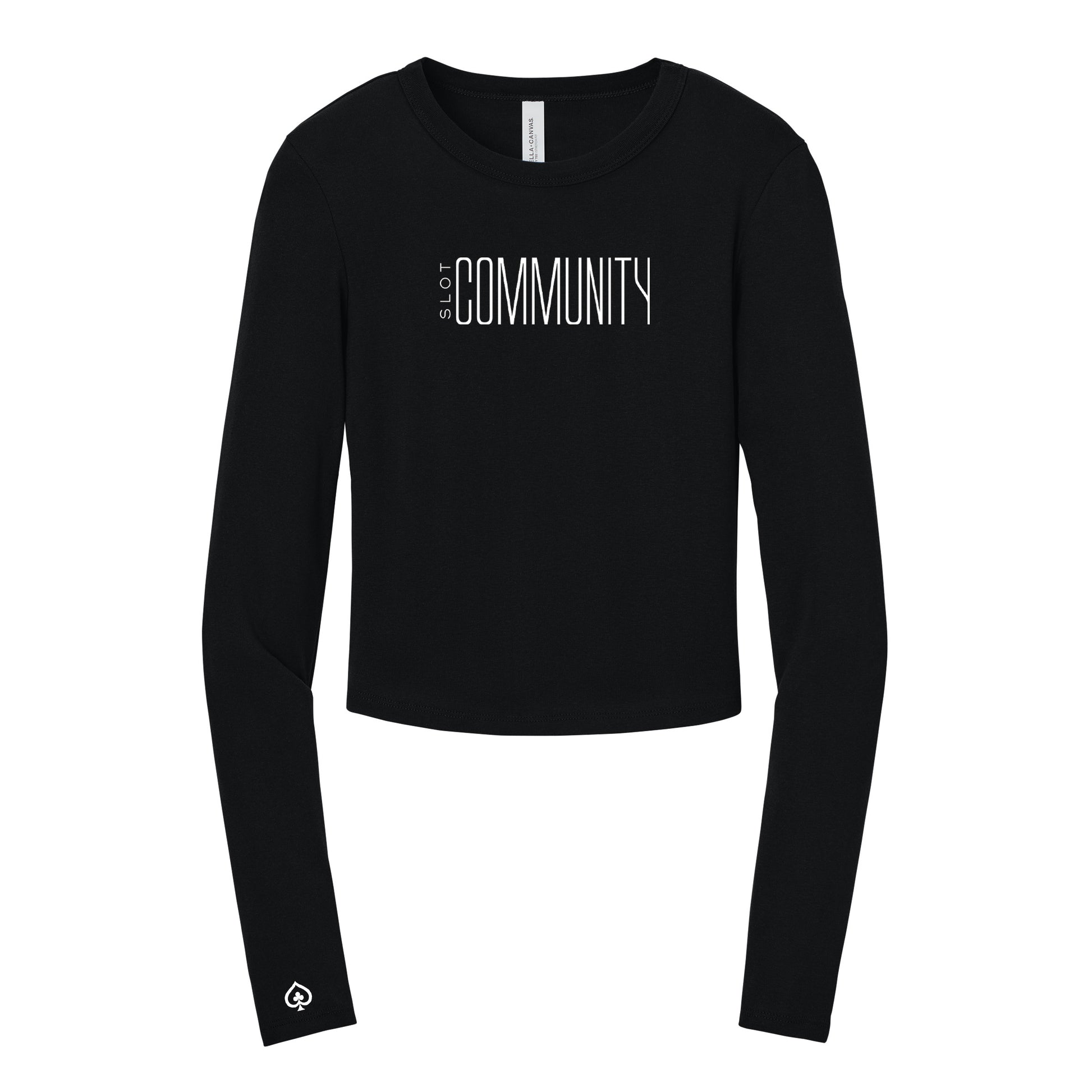 High Limit Club, Baccarat Community, Women’s Micro Rib Long Sleeve Baby T-Shirt - Black