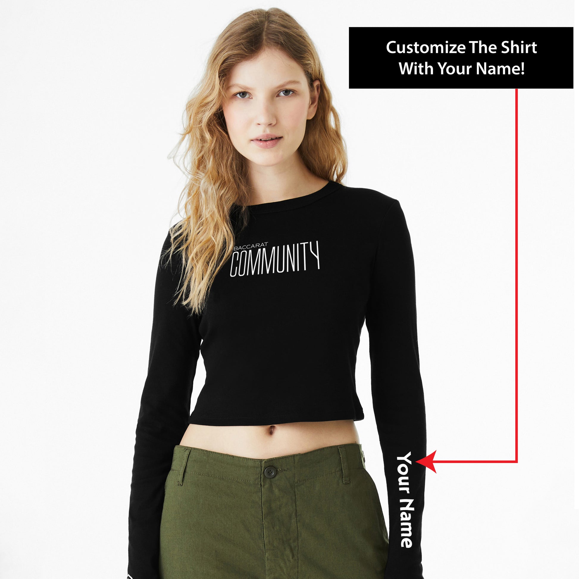 High Limit Club, Baccarat Community, Customizable (Your Name), Women’s Micro Rib Long Sleeve Baby T-Shirt