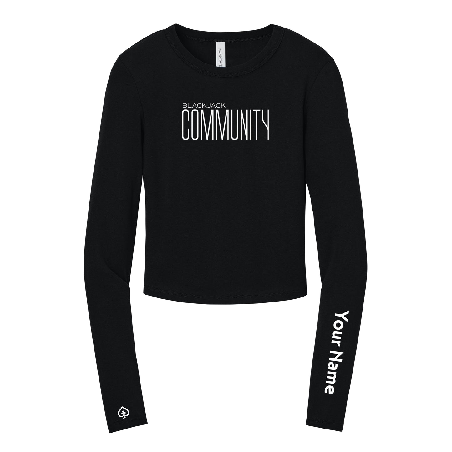 High Limit Club, Blackjack Community, Customizable Left Arm (Your Name), Women’s Micro Rib Long Sleeve Baby T-Shirt