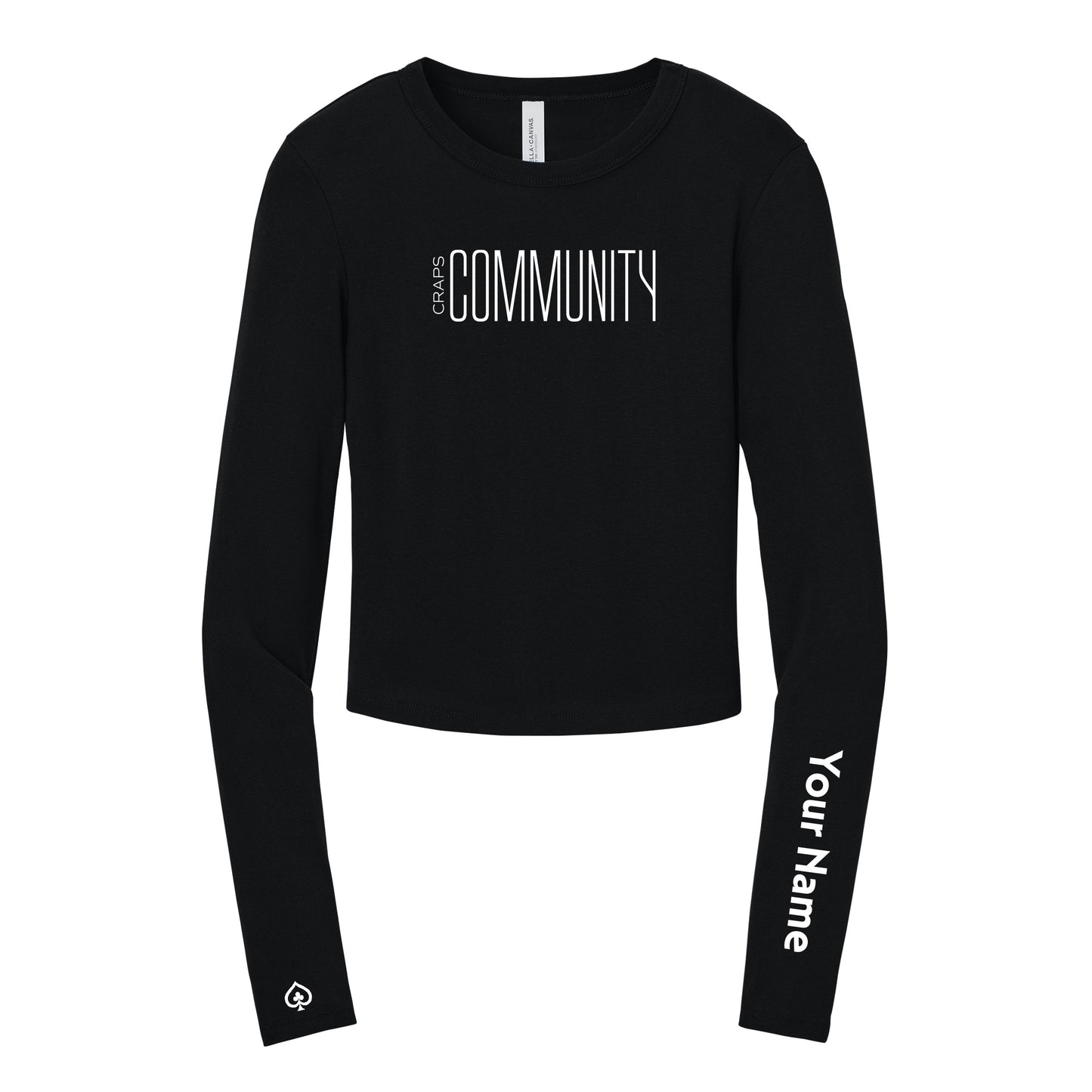 High Limit Club, Craps Community, Customizable Left Arm (Your Name), Women’s Micro Rib Long Sleeve Baby T-Shirt