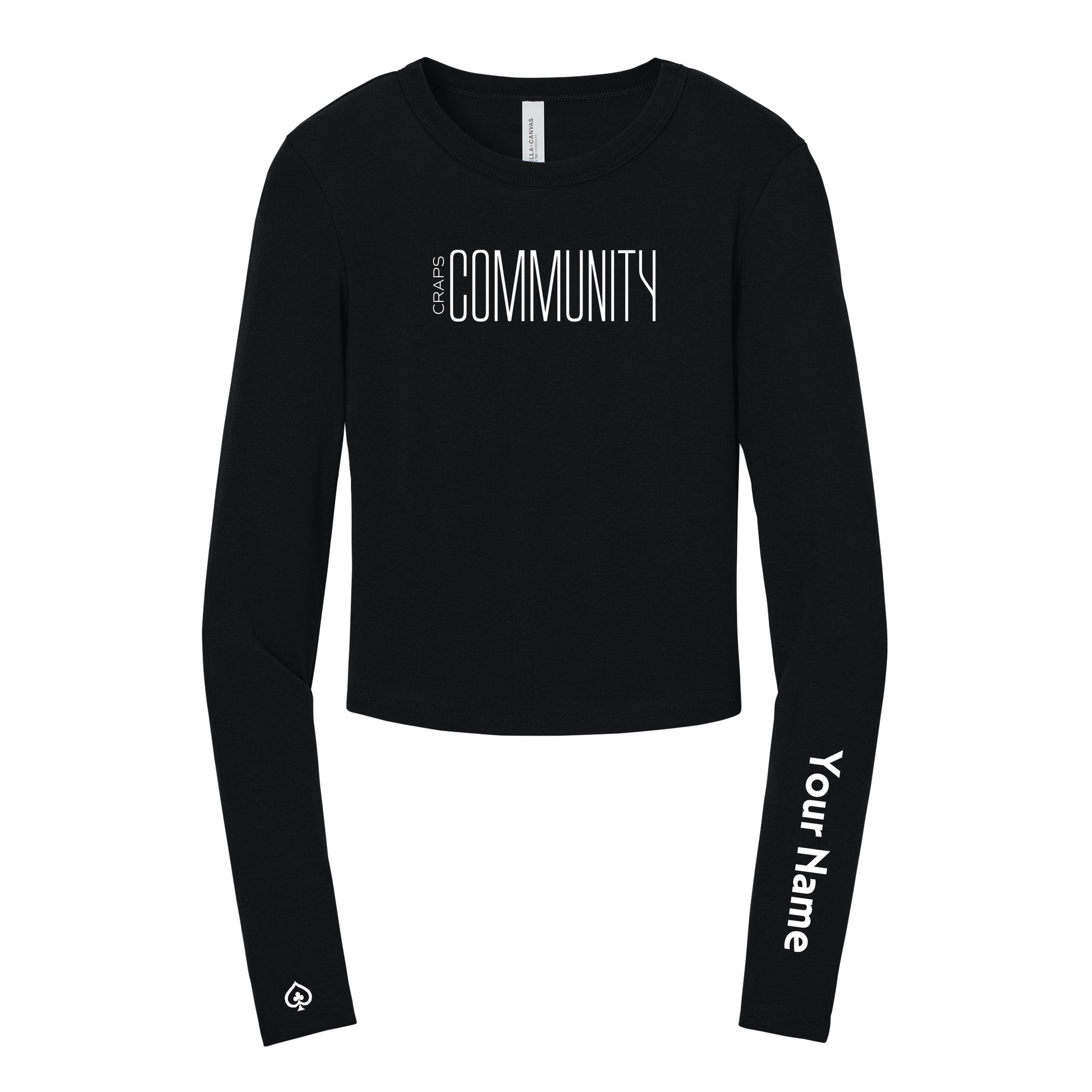 High Limit Club, Craps Community, Customizable Left Arm (Your Name), Women’s Micro Rib Long Sleeve Baby T-Shirt
