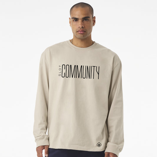 High Limit Club, Slot Community, Unisex 7.5-Ounce Heavyweight Long Sleeve Tee - Beige las vegas slot community gamble