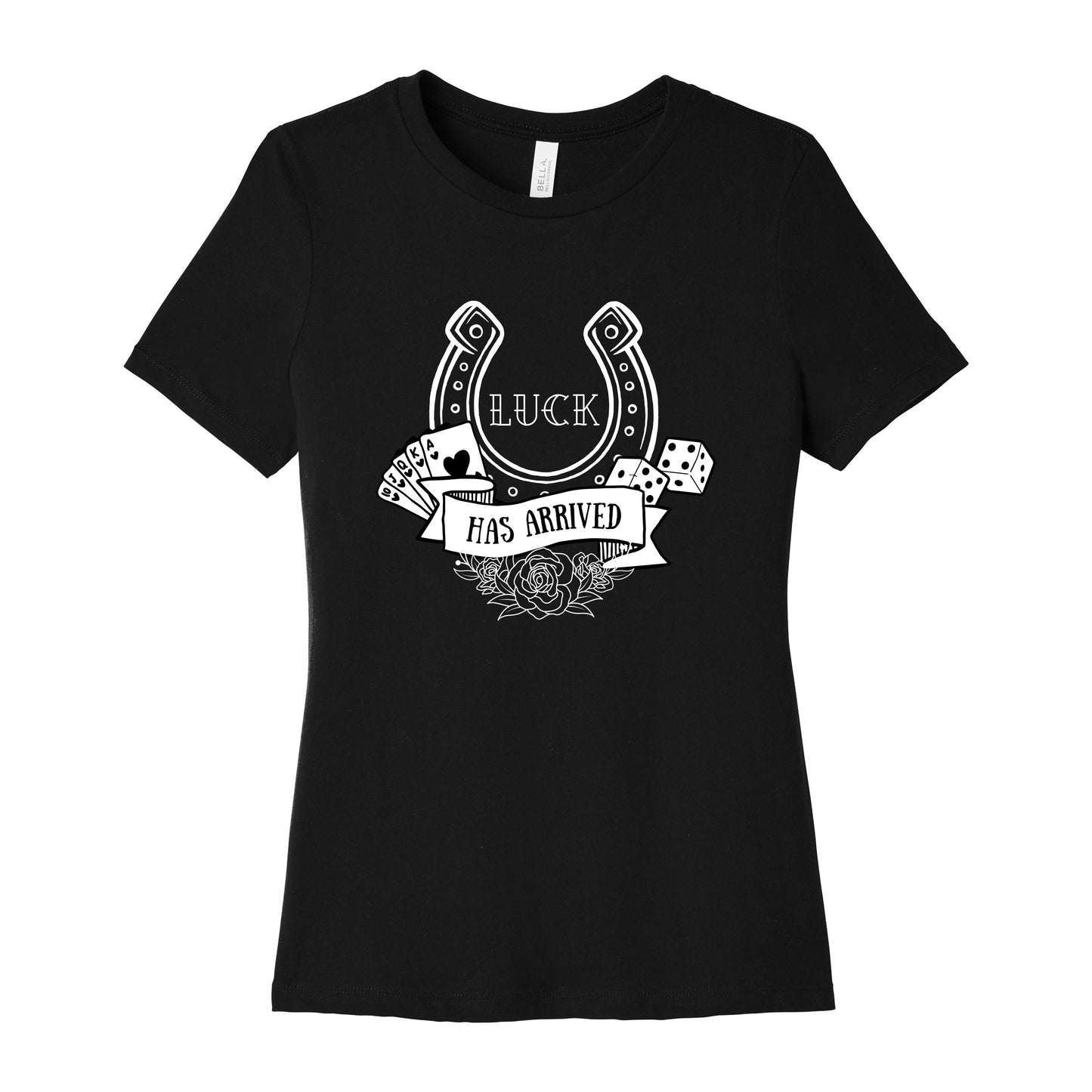High Limit Club, Luck Has Arrived, Women’s Relaxed Jersey Short Sleeve T-Shirt - Black
