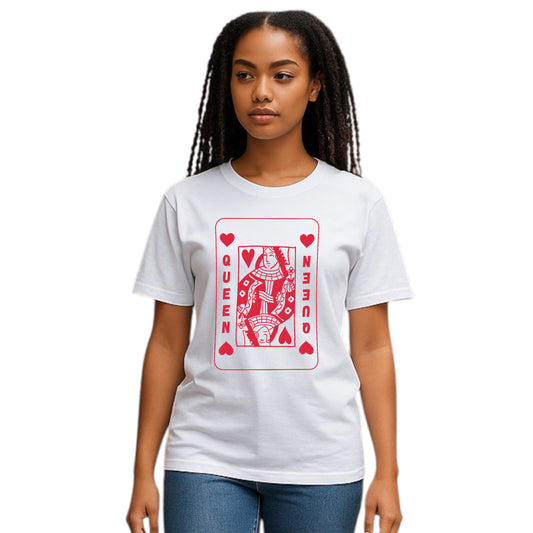High Limit Club, Queen Card, Women’s Relaxed Jersey Short Sleeve T-Shirt - White