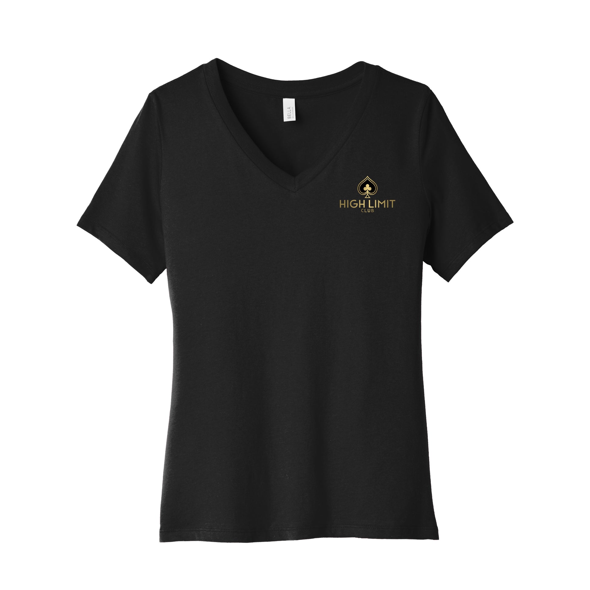 High Limit Club, BELLA+CANVAS® Women’s Relaxed Jersey Short Sleeve V-Neck Tee - Black