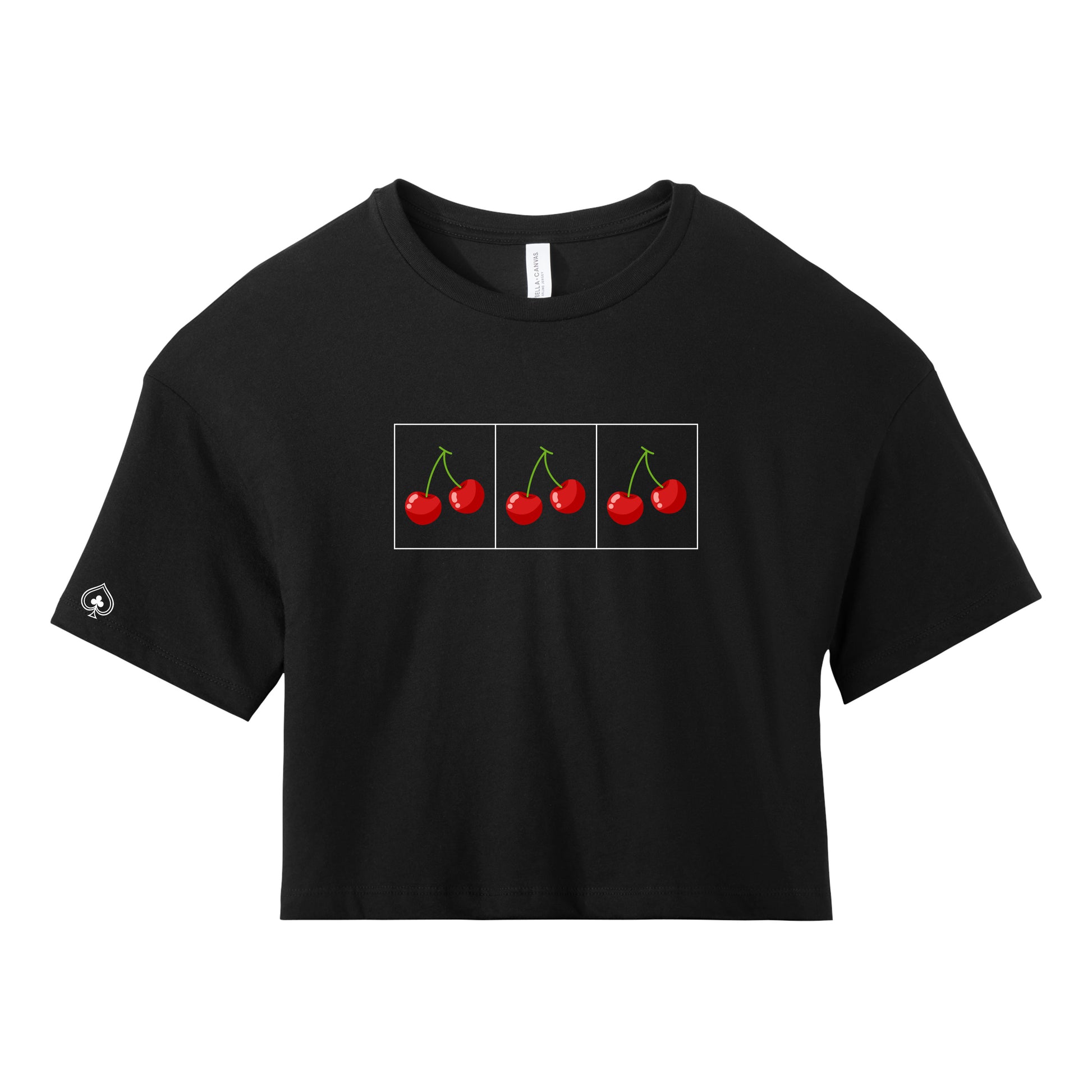 High Limit Club, Cherry Slots, Women’s Jersey Crop Tee - Black