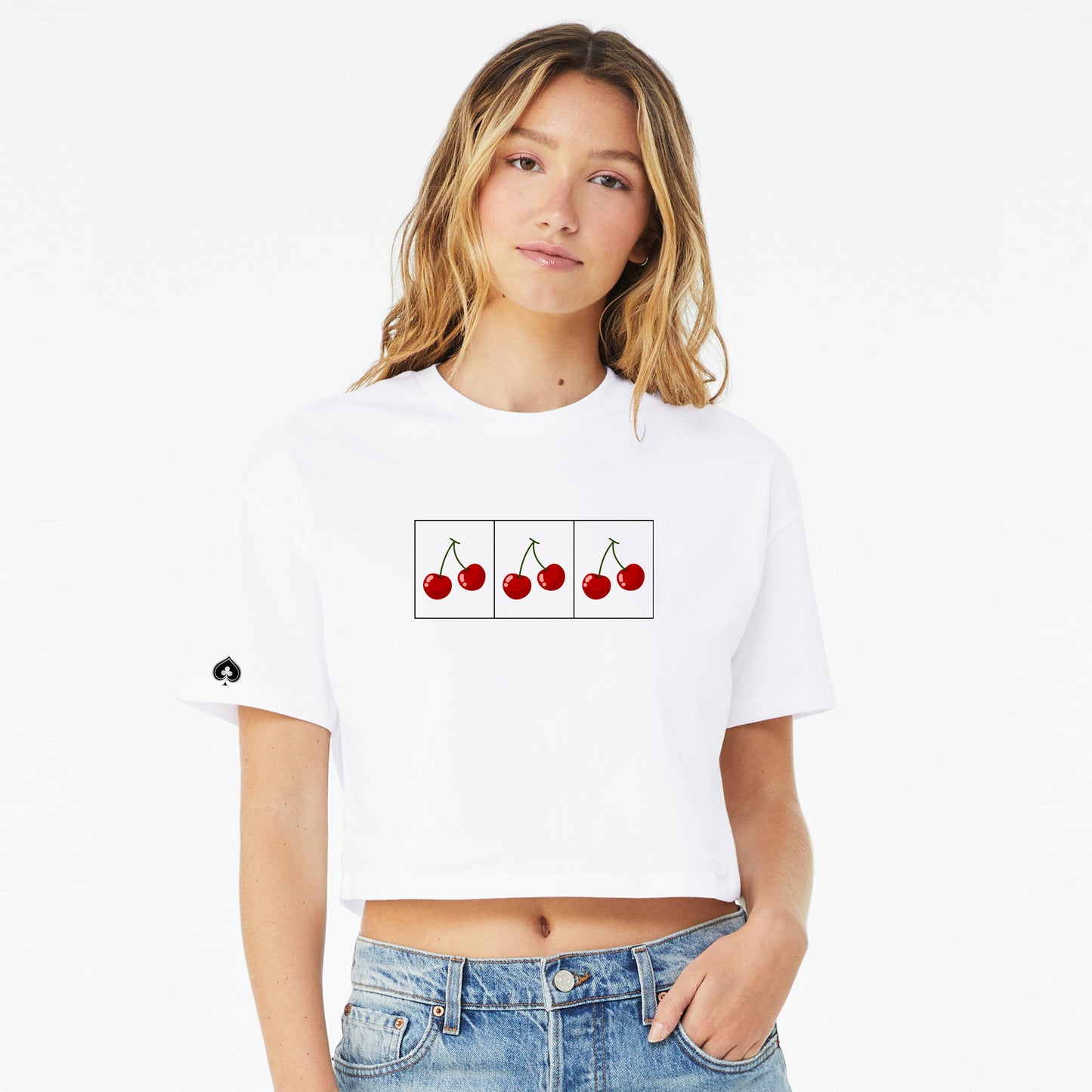 High Limit Club, Cherry Slots, Women’s Jersey Crop Tee - White cherries slots las vegas gamble