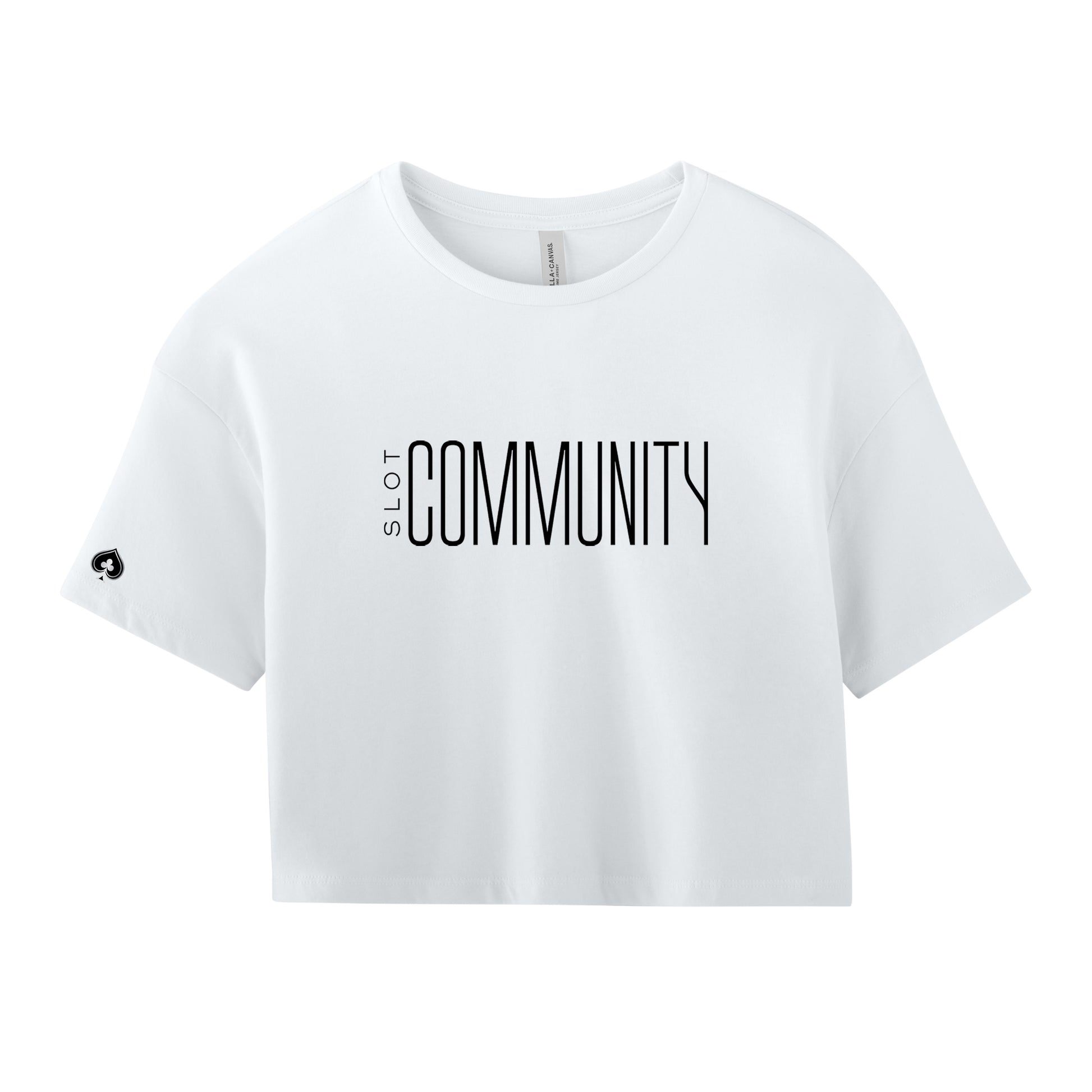 High Limit Club, Slot Community, Women’s Jersey Crop Tee - White