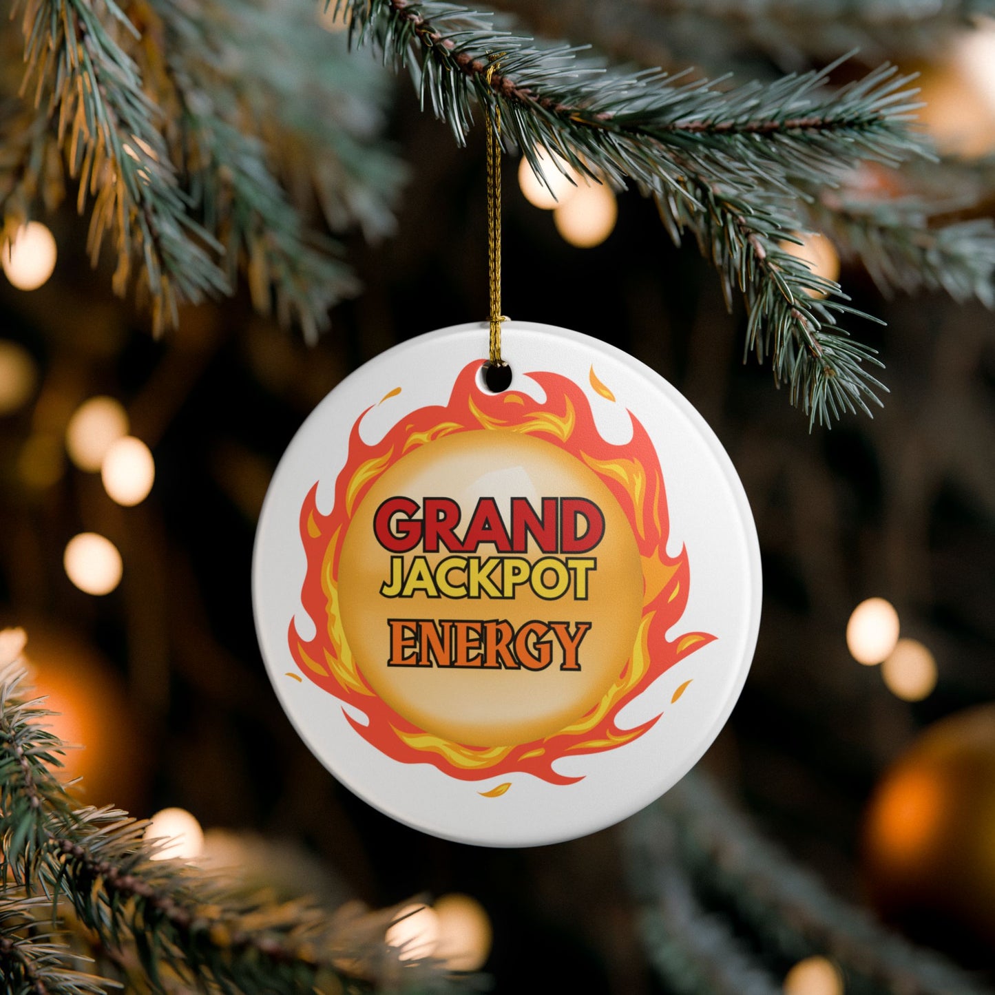 Dragon Fireball Ceramic Christmas Ornament — "GRAND" Jackpot Energy Orb