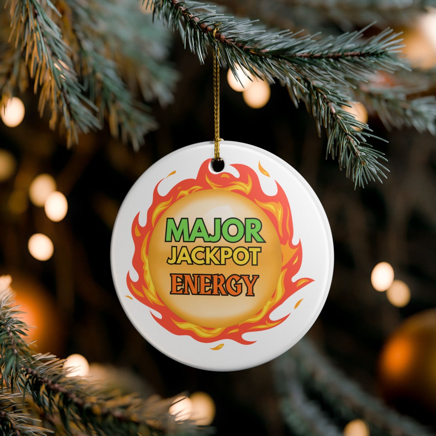 Dragon Fireball Ceramic Christmas Ornament — "MAJOR" Jackpot Energy Orb ball
