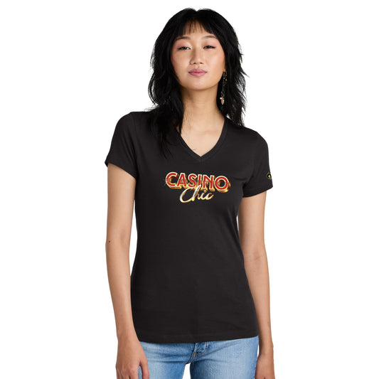 High Limit Club, Casino Chic, District ® Women’s Perfect Weight ® V-Neck Tee - Black