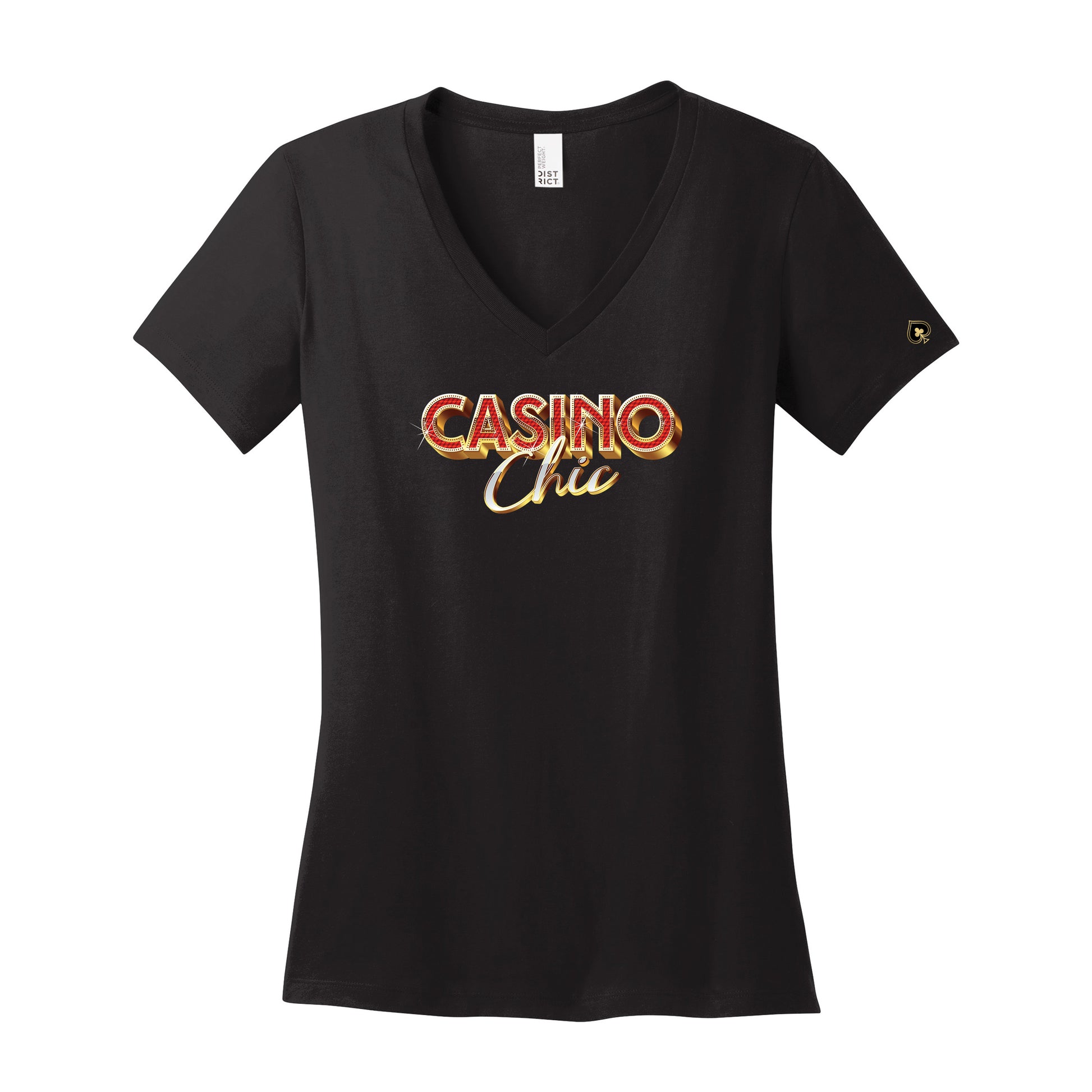 High Limit Club, Casino Chic, District ® Women’s Perfect Weight ® V-Neck Tee - Black