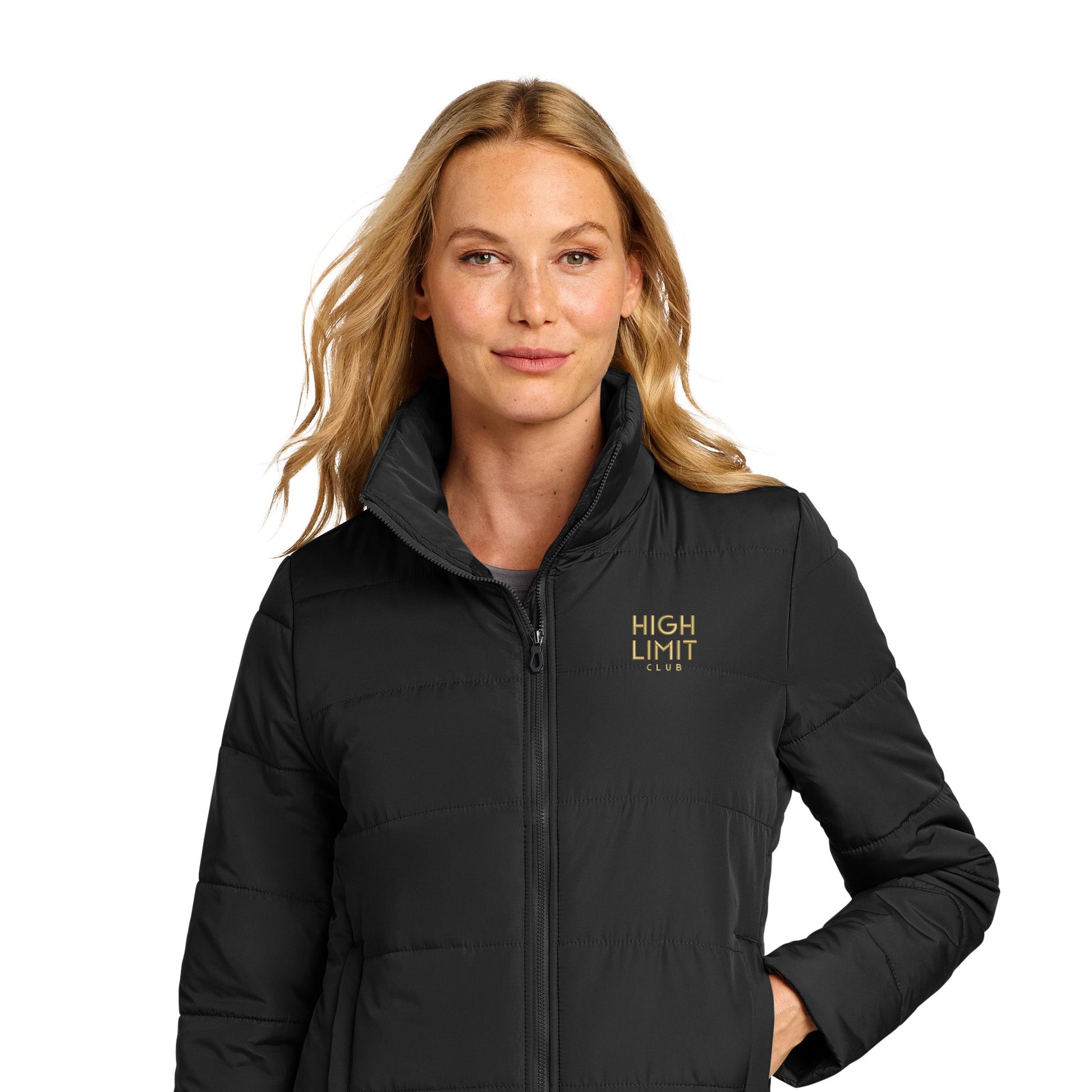 High Limit Club, HLC Stack Logo, Port Authority® Women's Puffer Jacket - Black