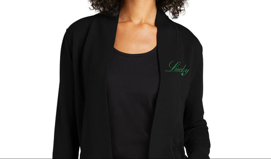 High Limit Club, Lucky, Raised Logo, Women's Microterry Cardigan - Black