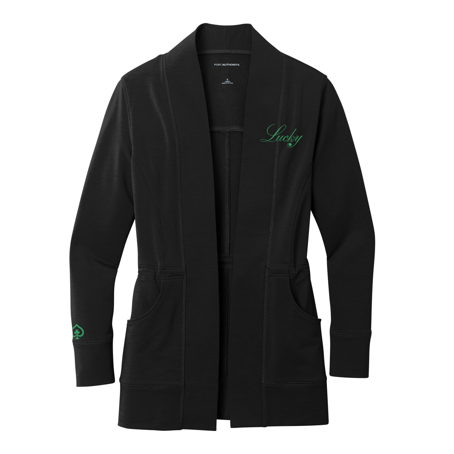 High Limit Club, Lucky, Raised Logo, Women's Microterry Cardigan - Black