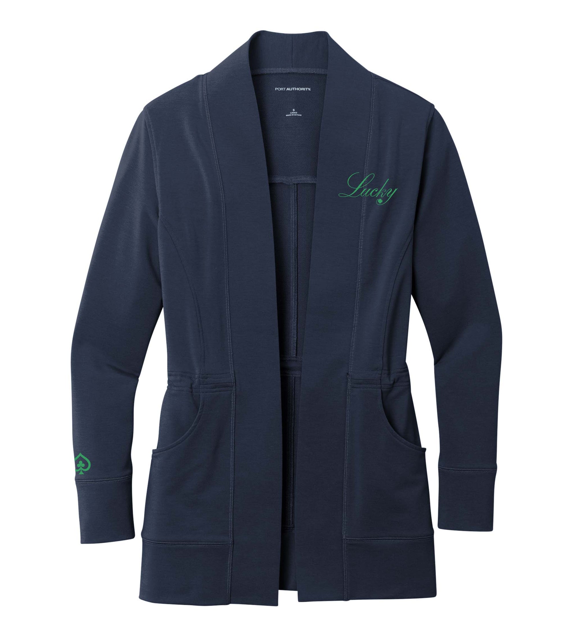 High Limit Club, Lucky, Raised Logo, Women's Microterry Cardigan - Navy