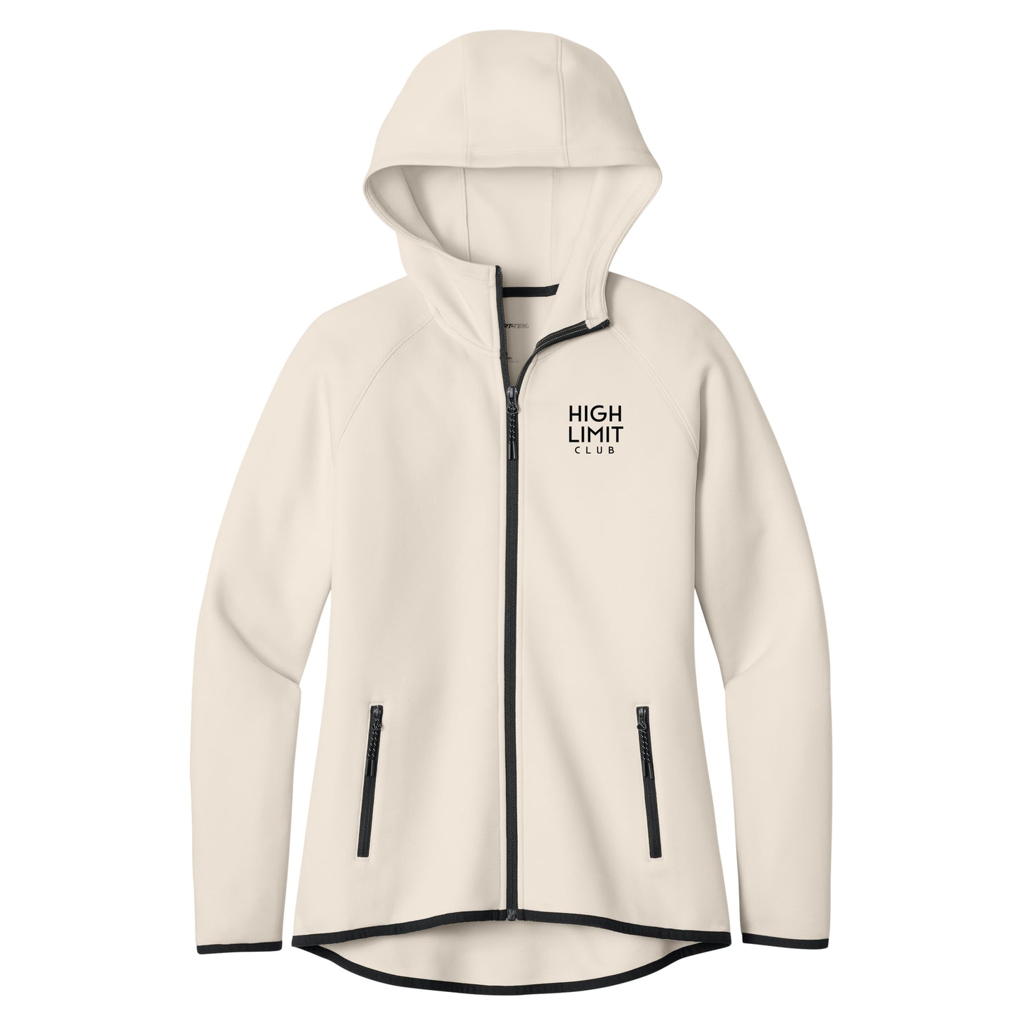 High Limit Club, 3D Effect HLC Stack Logo, Women’s Phenom Full-Zip Hoodie- Ecru