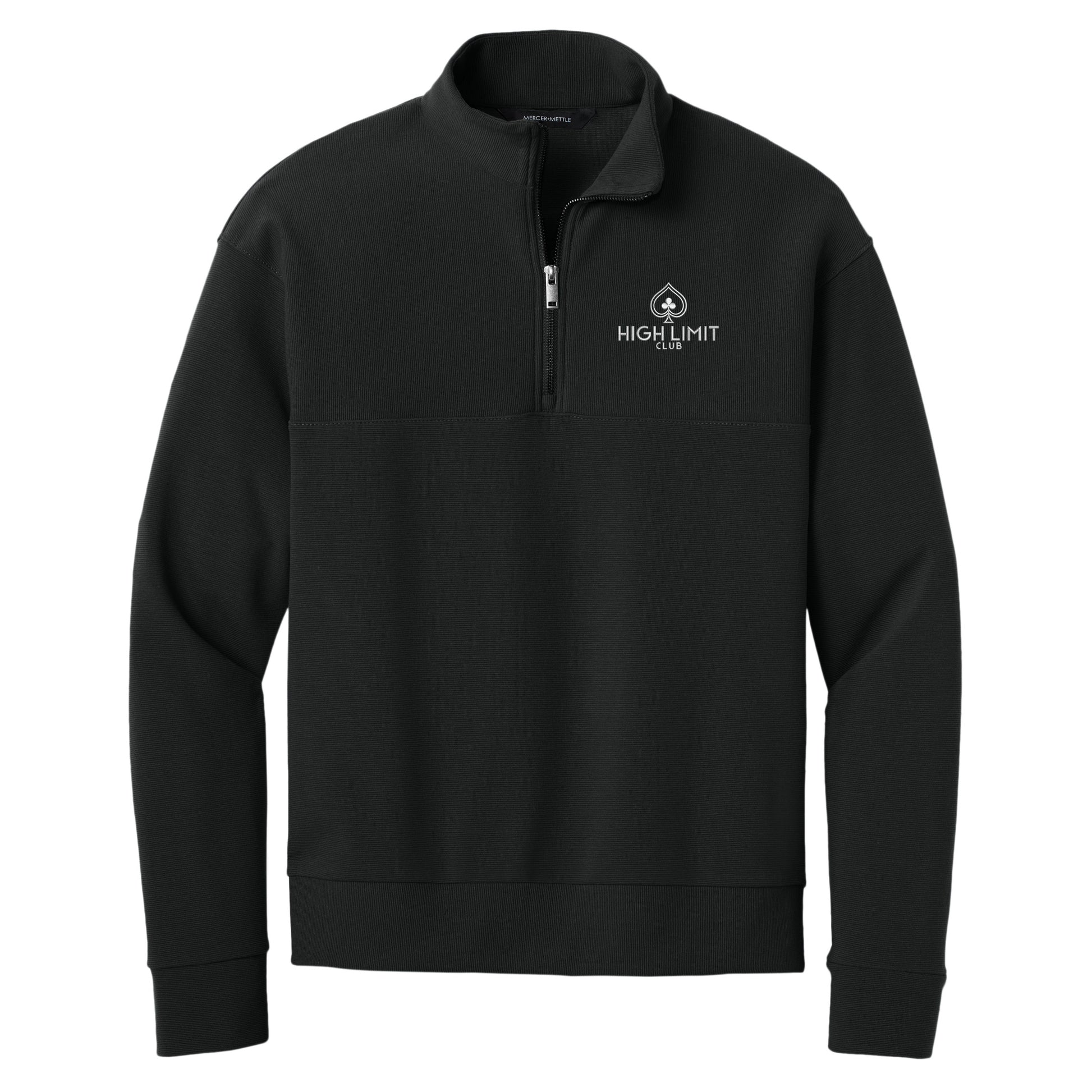 High Limit Club, Linear Texture 1/4-Zip Sweater- black
