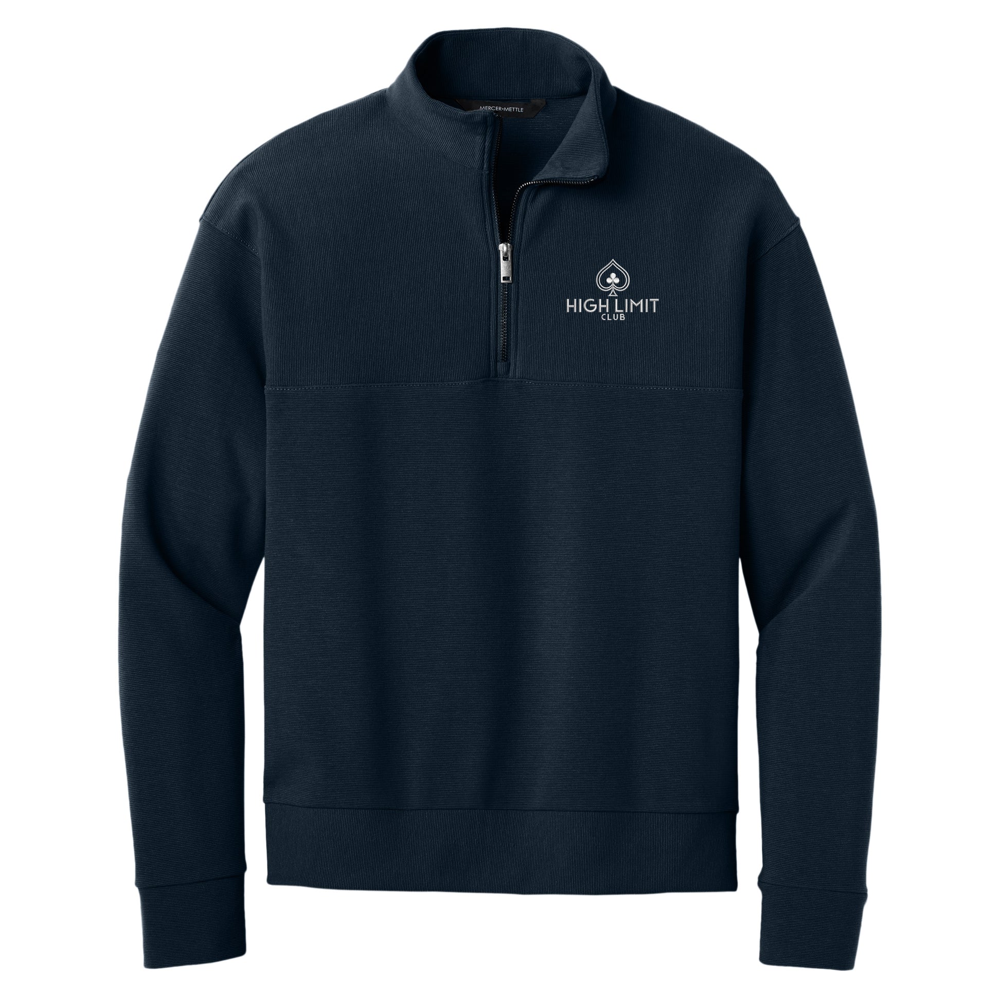 High Limit Club, Linear Texture 1/4-Zip Sweater- Navy