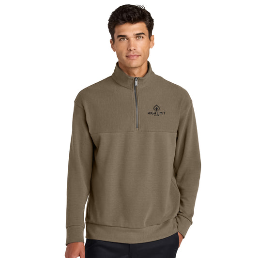 High Limit Club, Linear Texture 1/4-Zip Sweater- taupe