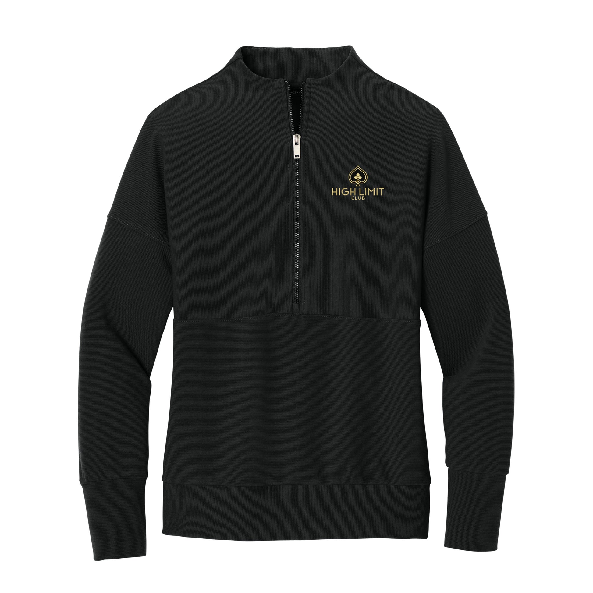 High Limit Club, Women’s Linear Texture 1/4-Zip - Black