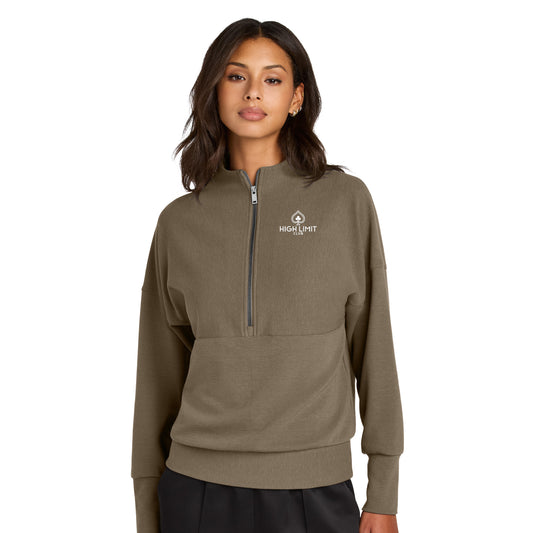 High Limit Club, Women’s Linear Texture 1/4-Zip - Beige