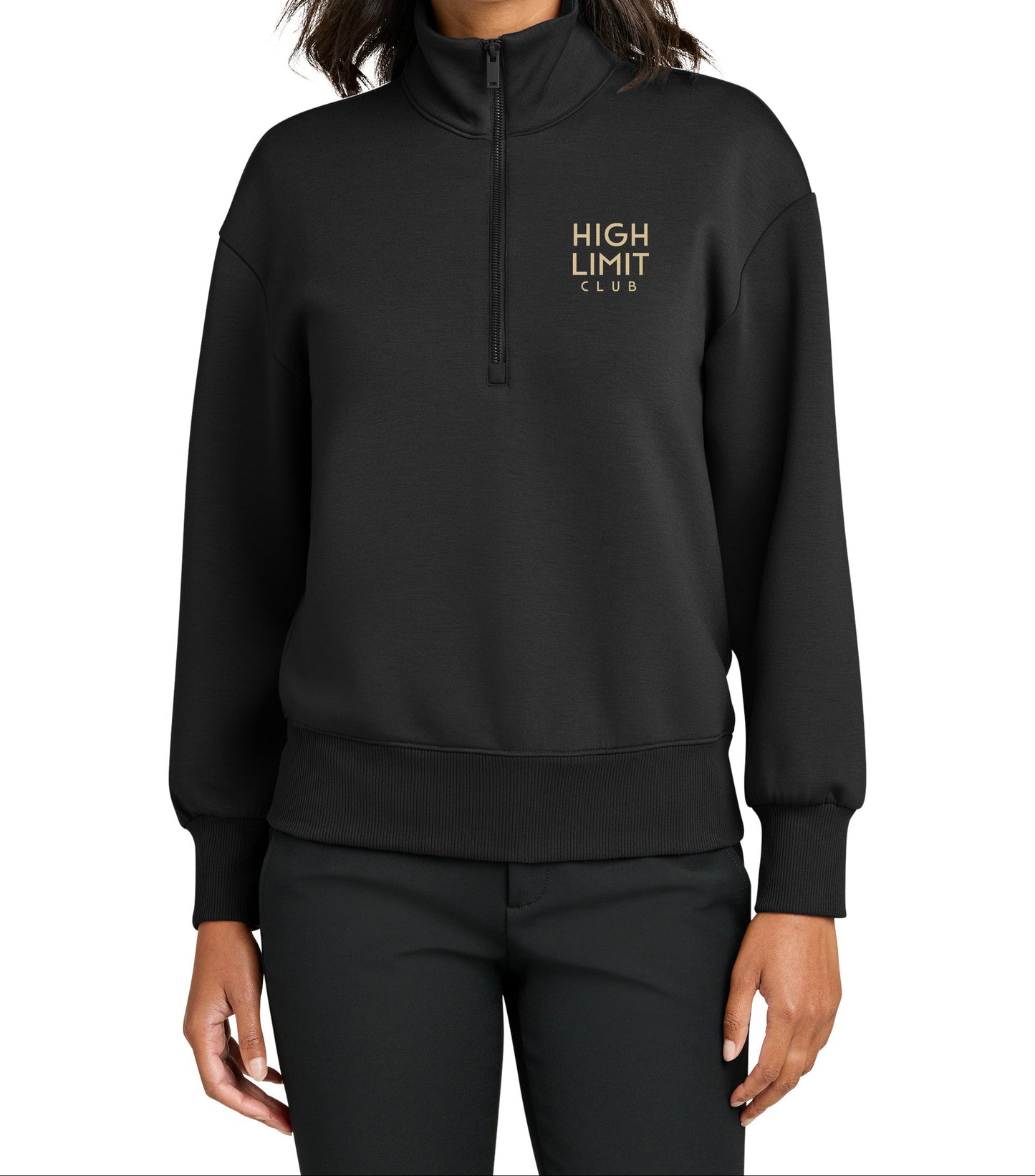 High Limit Club, HLC Stack Logo, 3D Effect, Mercer+Mettle® Women’s Soft Spacer 1/4-Zip- Black