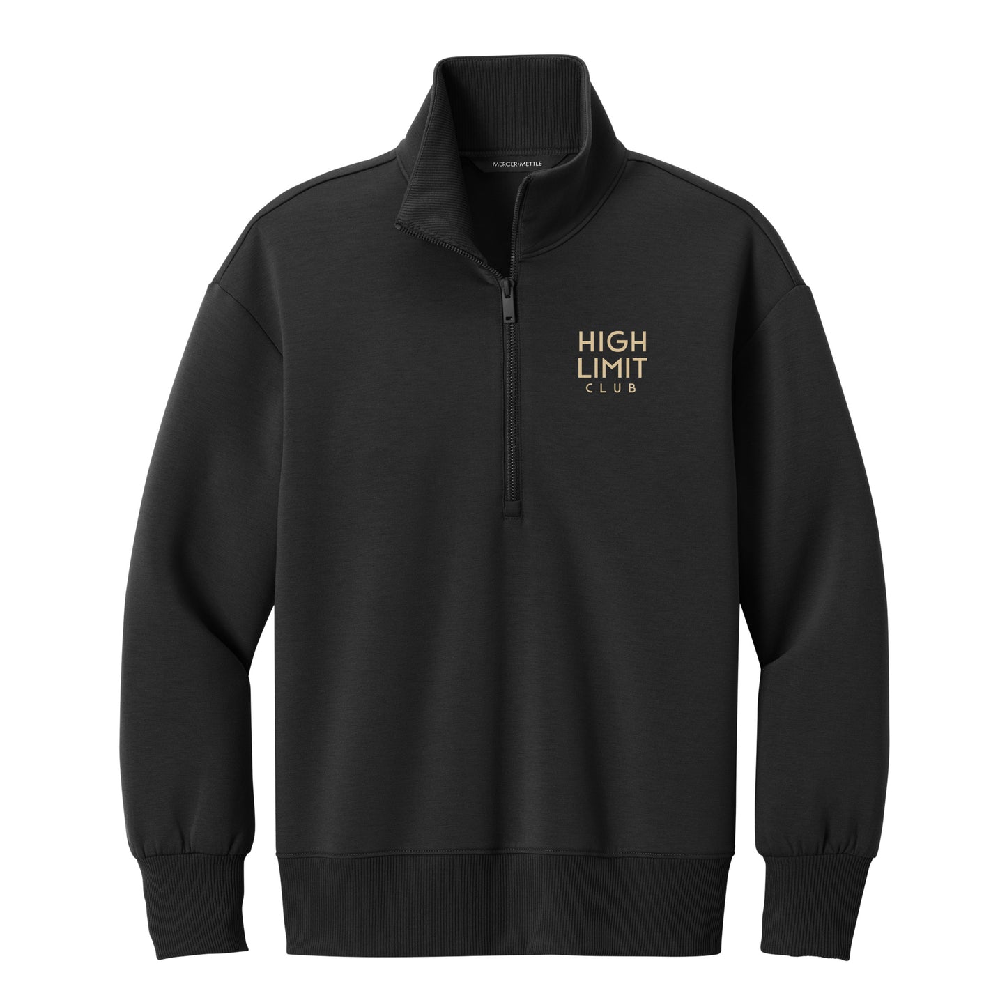 High Limit Club, HLC Stack Logo, 3D Effect, Mercer+Mettle® Women’s Soft Spacer 1/4-Zip- Black