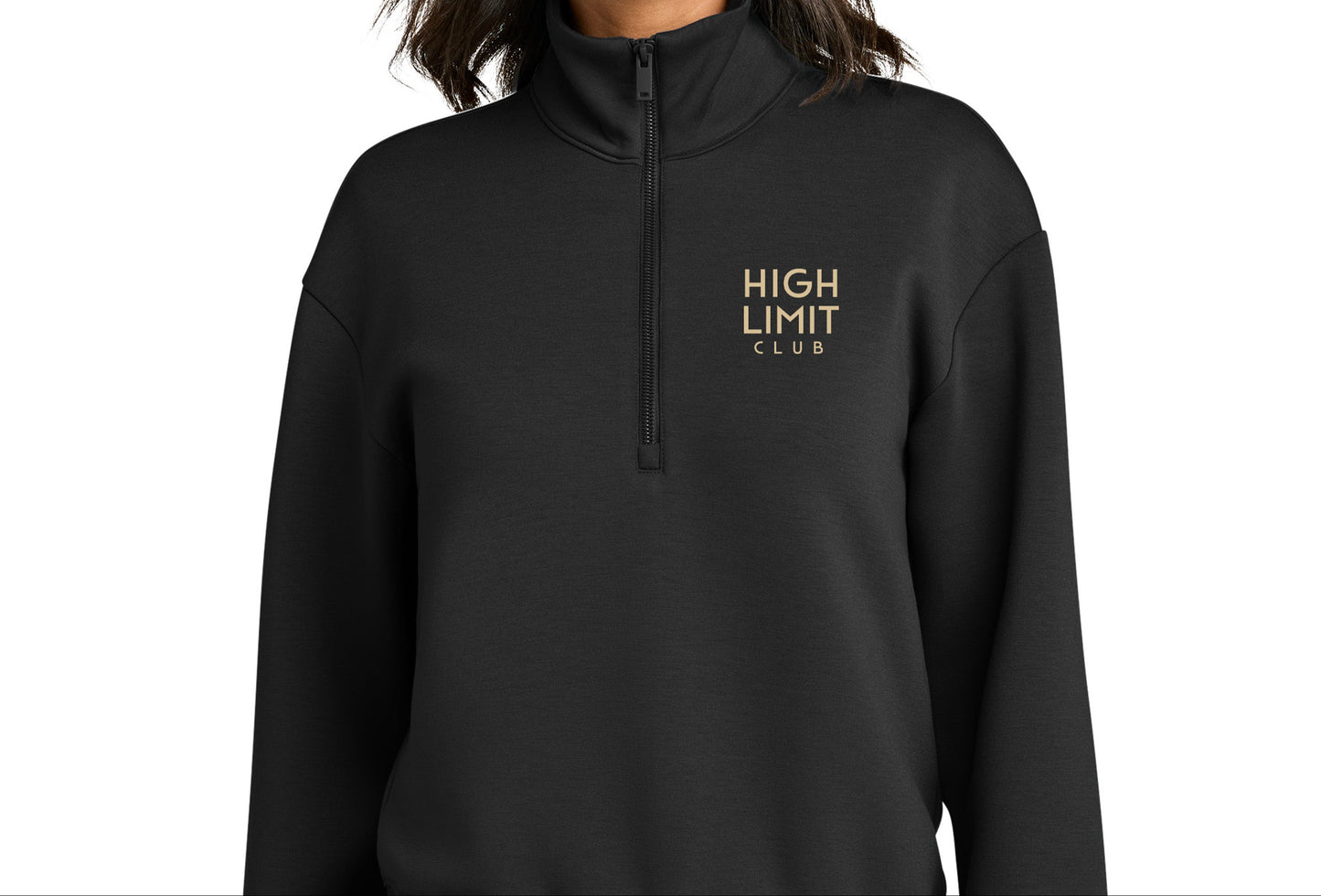 High Limit Club, HLC Stack Logo, 3D Effect, Mercer+Mettle® Women’s Soft Spacer 1/4-Zip- Black