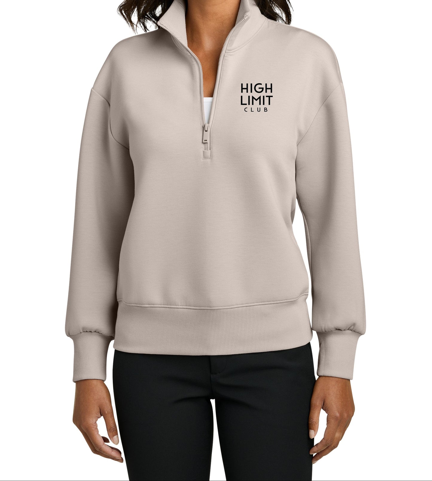 High Limit Club, HLC Stack Logo, 3D Effect, Mercer+Mettle® Women’s Soft Spacer 1/4-Zip- WarmQuartz