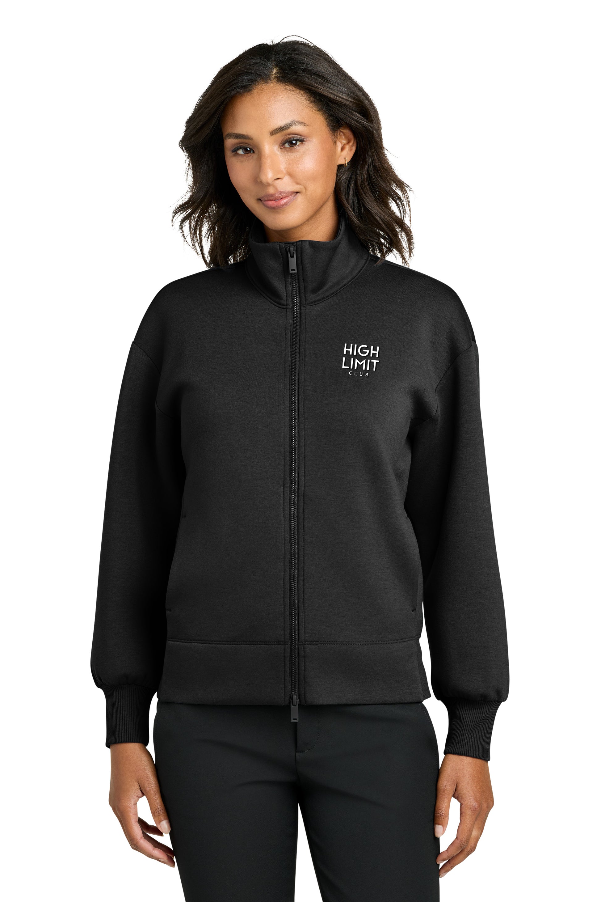 High Limit Club, HLC Stack Logo, 3D Effect, Mercer+Mettle® Women’s Soft Spacer Full-Zip - Black