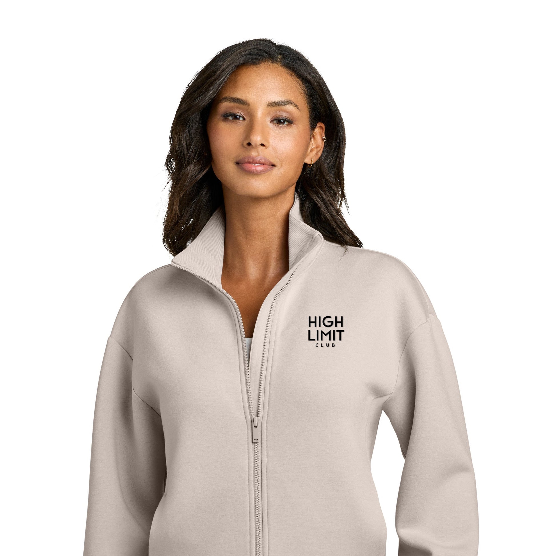 High Limit Club, HLC Stack Logo, 3D Effect, Mercer+Mettle® Women’s Soft Spacer Full-Zip Warm Quartz