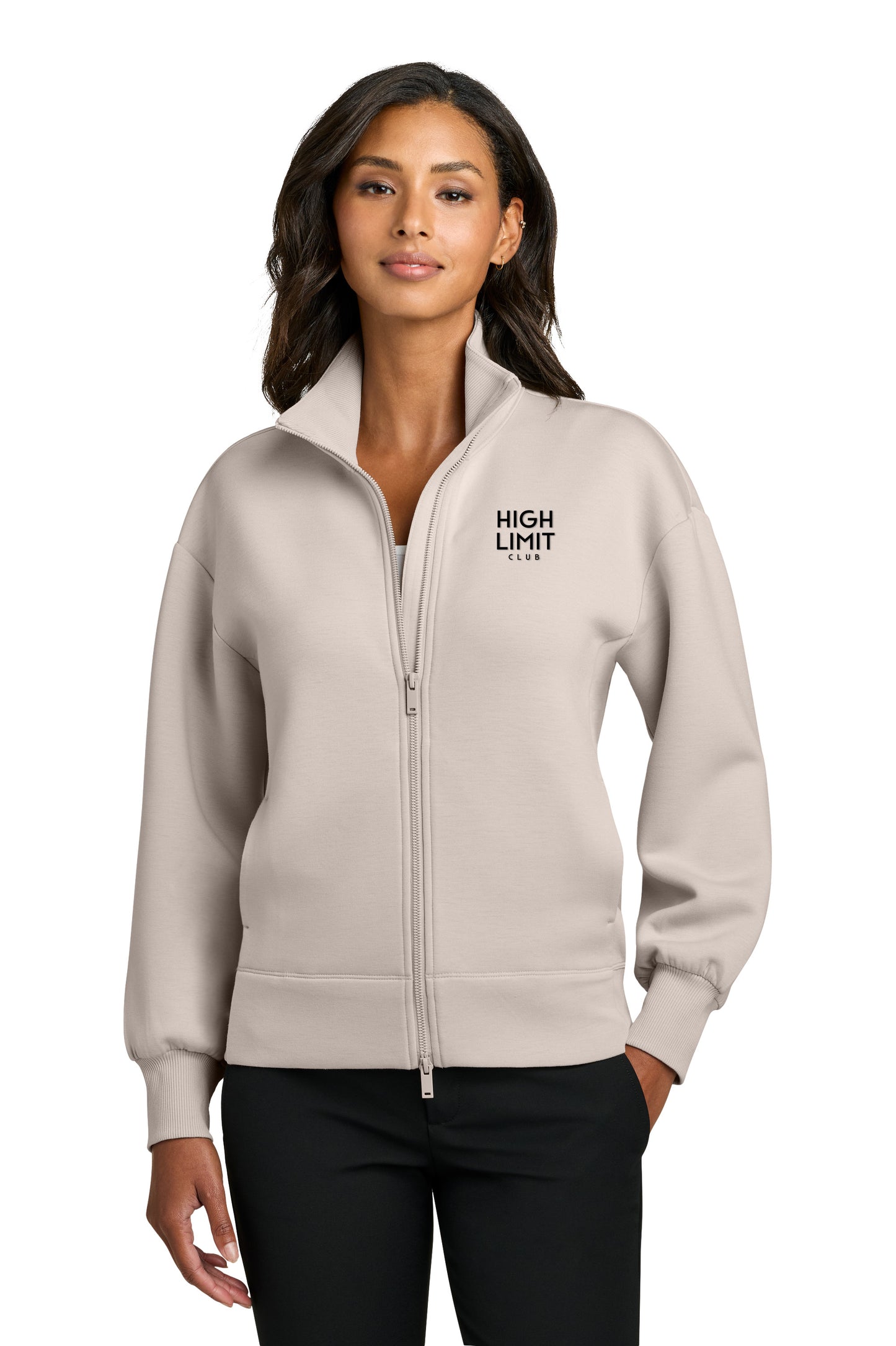 High Limit Club, HLC Stack Logo, 3D Effect, Mercer+Mettle® Women’s Soft Spacer Full-Zip Warm Quartz