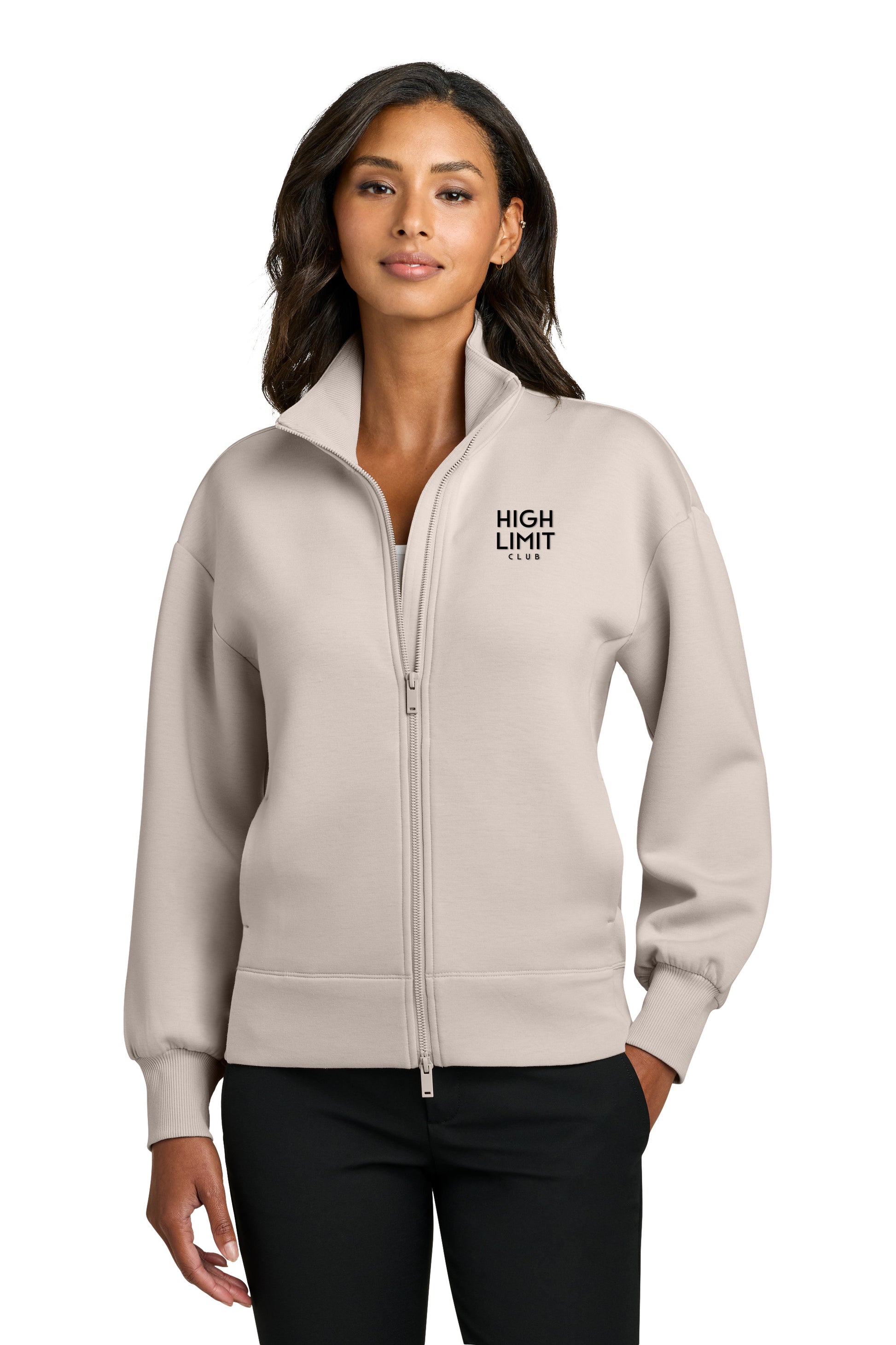 High Limit Club, HLC Stack Logo, 3D Effect, Mercer+Mettle® Women’s Soft Spacer Full-Zip Warm Quartz