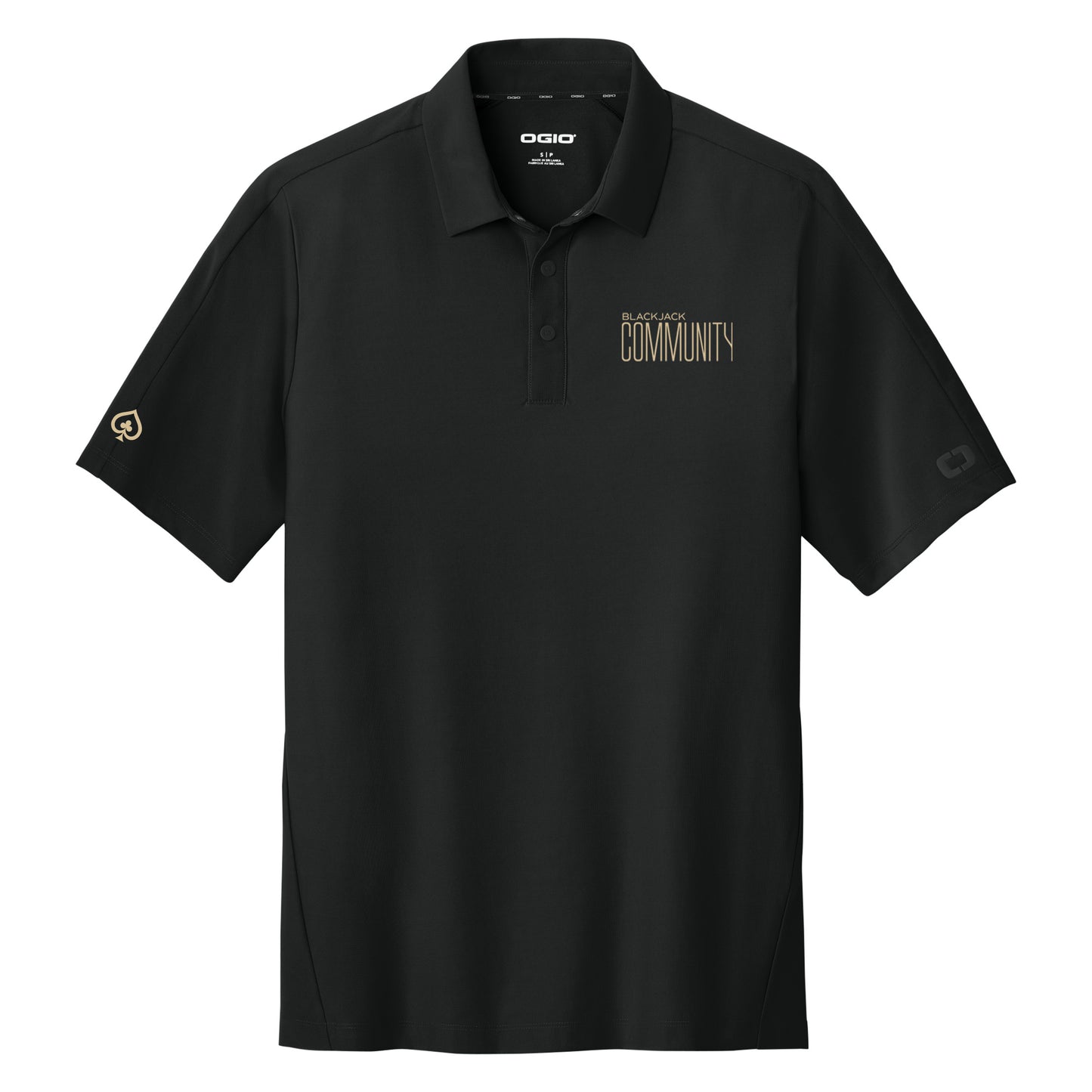 Blackjack Community Logo, Gold, 3D Effect, Envision Polo - Black polo- gold logo
