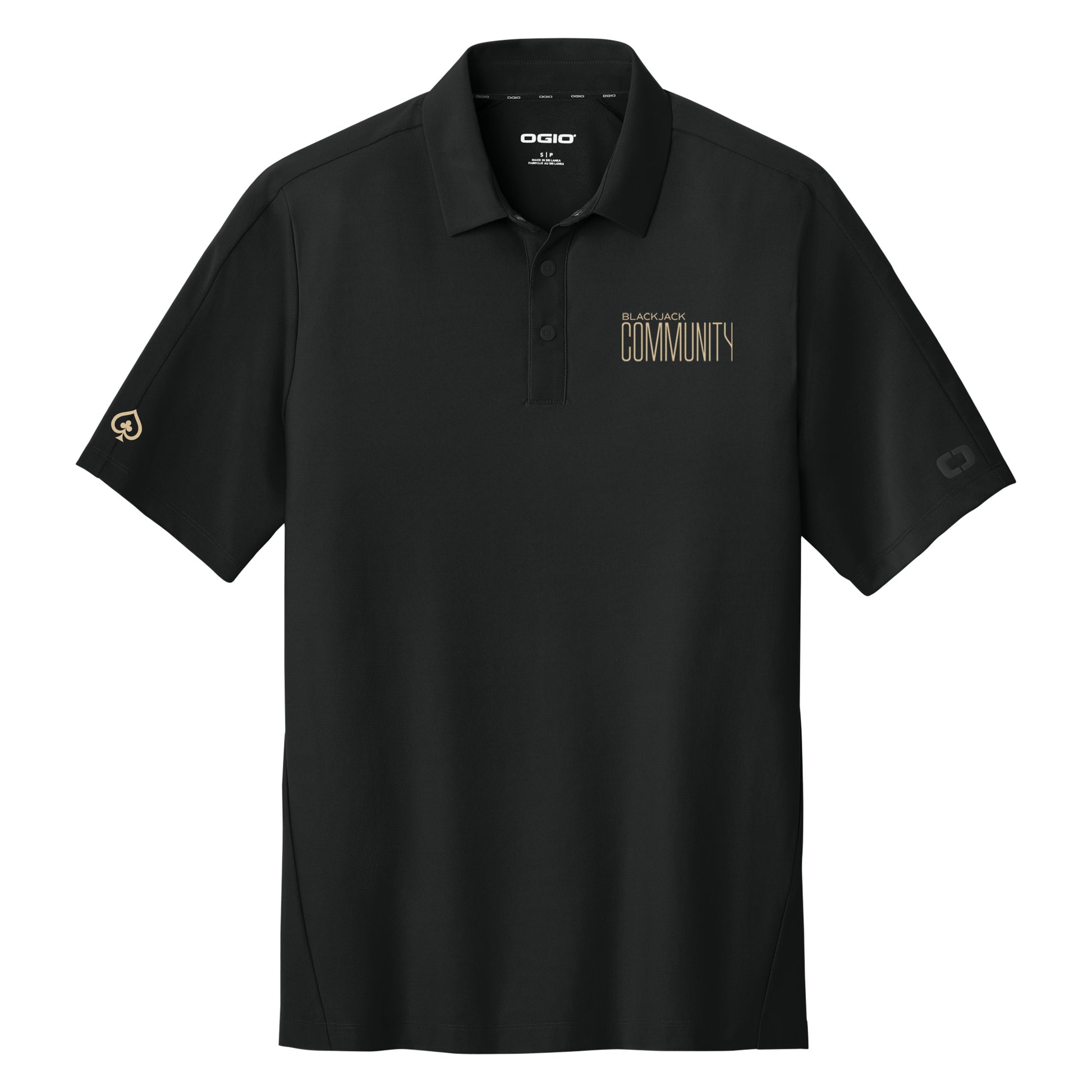 Blackjack Community Logo, Gold, 3D Effect, Envision Polo - Black polo- gold logo