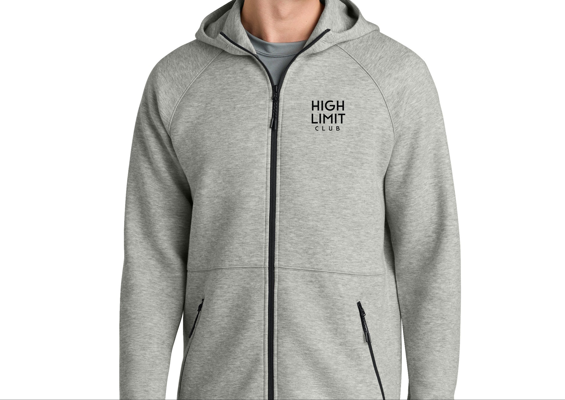High Limit Club, 3D Effect HLC Stack Logo, Phenom Full-Zip Hoodie - Athletic Heather