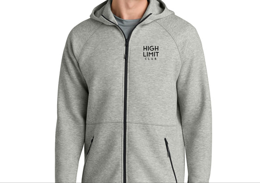 High Limit Club, 3D Effect HLC Stack Logo, Phenom Full-Zip Hoodie - Athletic Heather