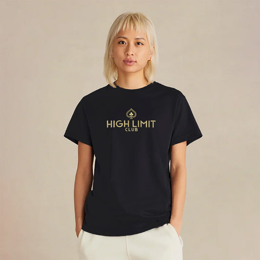 High Limit Club, Embroidered High Limit Club Logo, Black Midweight Supima® T-Shirt