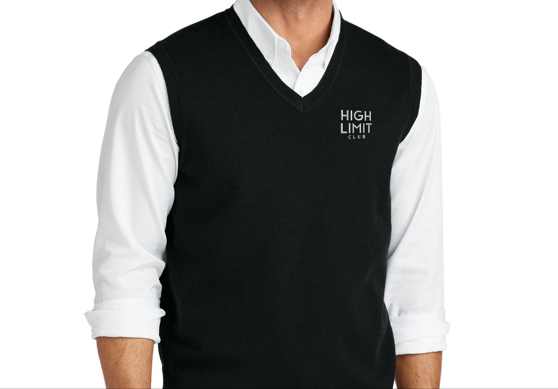 The Citadel, HLC Stack Logo, Embroidered Easy Care Sweater Vest - Black