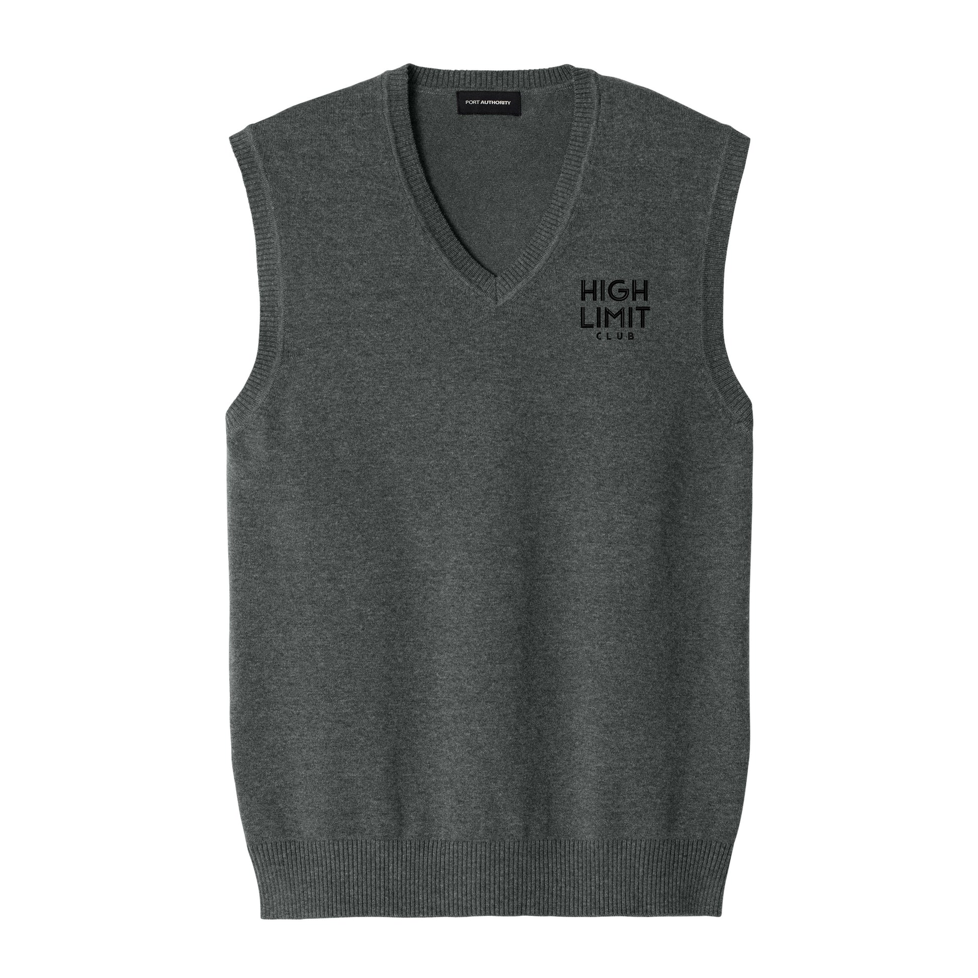 The Citadel, HLC Stack Logo, Embroidered Easy Care Sweater Vest - Charcoal