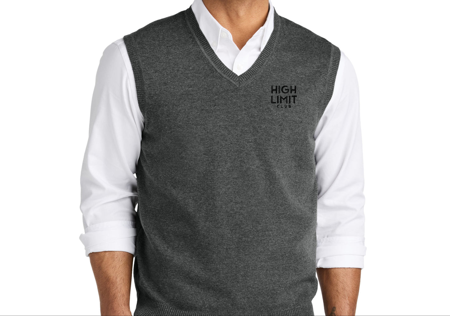 The Citadel, HLC Stack Logo, Embroidered Easy Care Sweater Vest - Charcoal