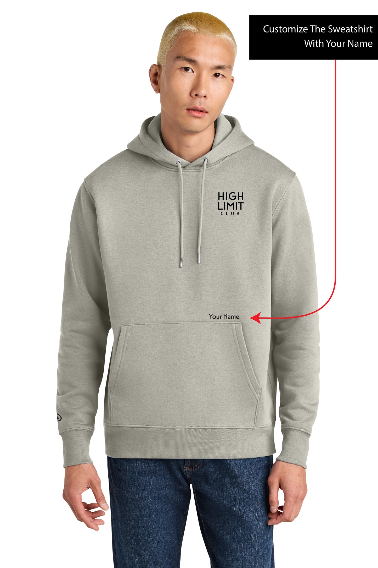High Limit Club, Stack Logo, 3D Effect, Customizable (Your Name), Stanley/Stella Unisex Cruiser 2.0 Hooded Sweatshirt- Stone