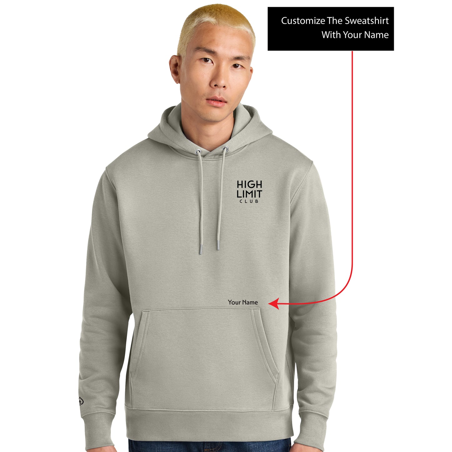 High Limit Club, Stack Logo, 3D Effect, Customizable (Your Name), Stanley/Stella Unisex Cruiser 2.0 Hooded Sweatshirt- Stone