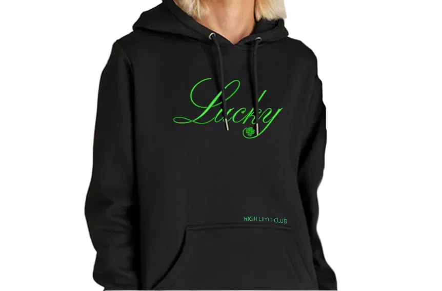 High Limit Club, Embroidered Lucky Script, Stanley/Stella Unisex Cruiser 2.0 Hooded Sweatshirt 