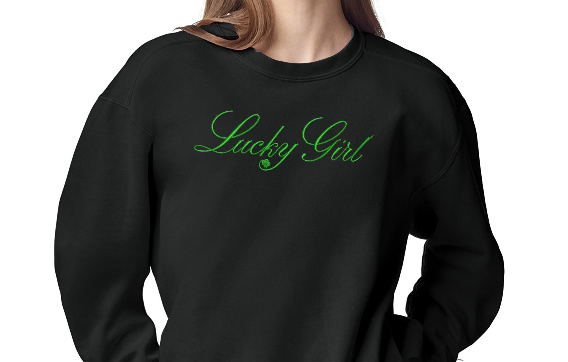 High Limit Club, Embroidered Lucky Girl Script, Stanley/Stella Unisex Changer 2.0 Crewneck Sweatshirt