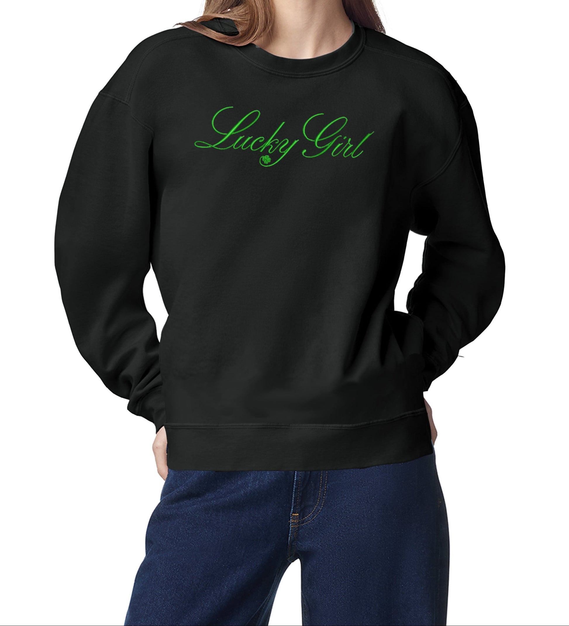 High Limit Club, Embroidered Lucky Girl Script, Stanley/Stella Unisex Changer 2.0 Crewneck Sweatshirt
