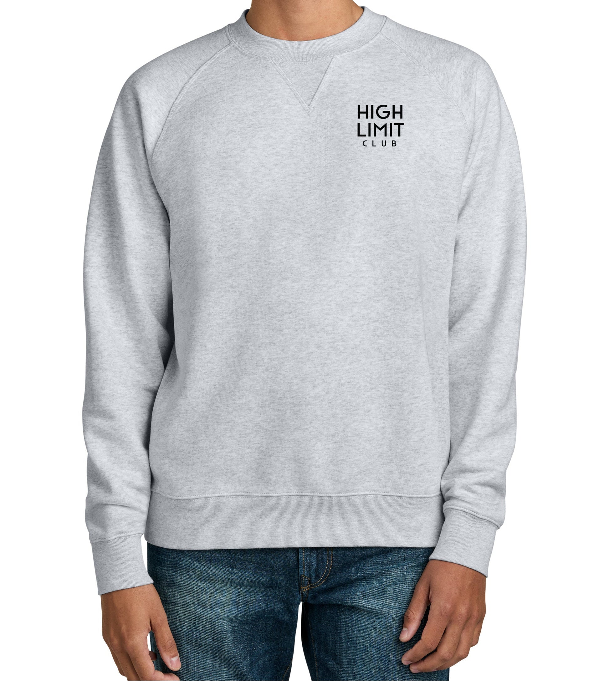 High Limit Club, 3D Effect HLC Stack Logo, Stanley/Stella Unisex Knoxer Crewneck Sweatshirt - Heather Grey