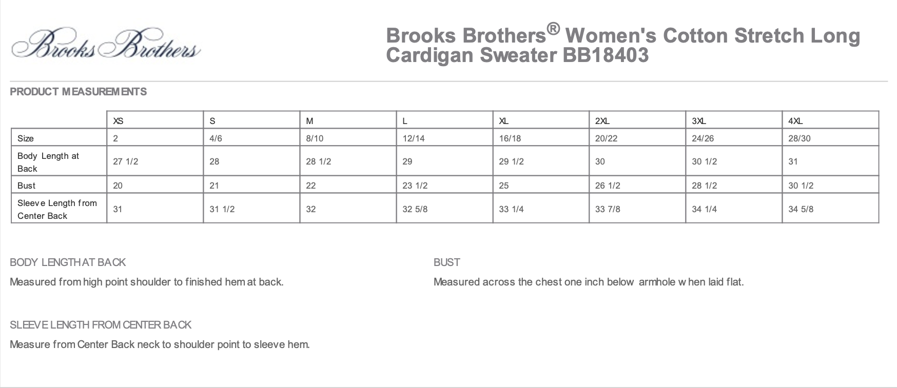 High Limit Club, Women’s Cotton Stretch Long Cardigan Sweater - Size Chart